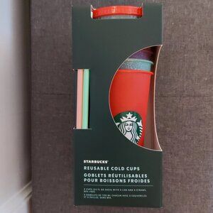*New* Starbucks Reusable Glitter Cold Cup Set